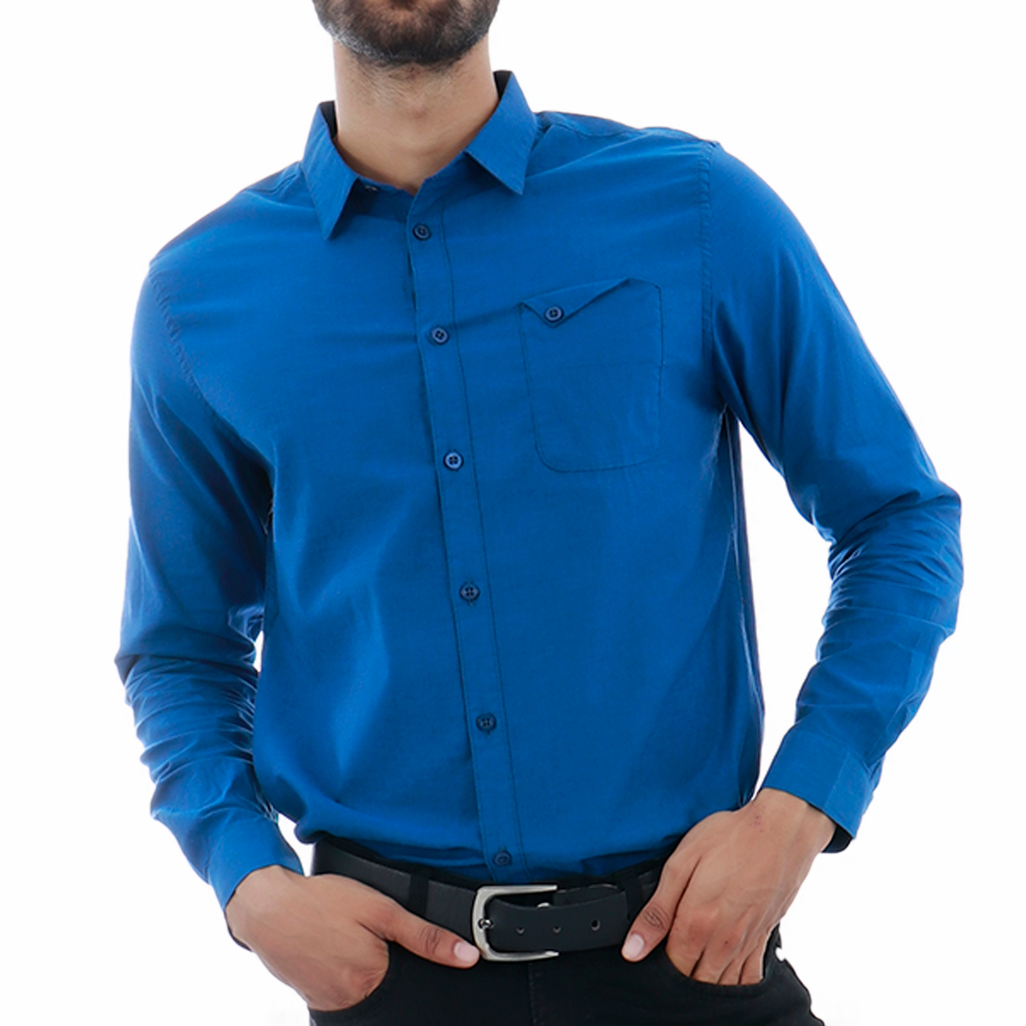 Navy Blue Casual Long Sleeve Shirt MySoftlogic.lk