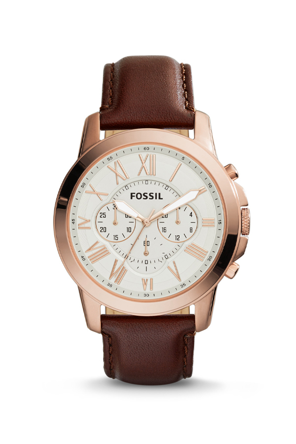 fossil grant chronograph leather watch
