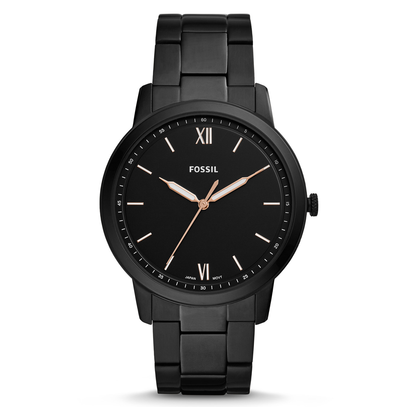 Fossil The Minimalist Three-Hand Black Stainless Steel Watch ...